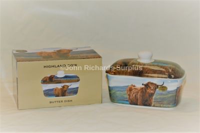Highland Coo / Cow China Butter Dish Leonardo Collection LP93951