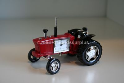 Miniature Classic Red Tractor Battery Operated Desk Clock 0424