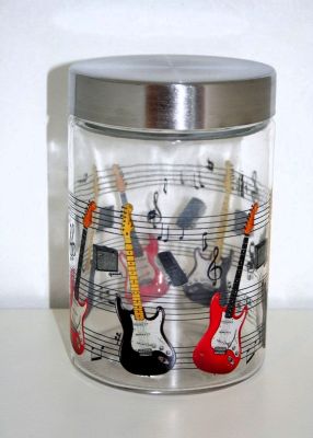 Music Themed Glass Storage Jar Medium Electric Guitar 007