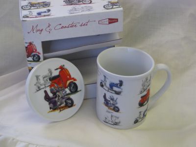Classic Scooter Fine China Mug & coaster set by Oscar & Bromley R35005S