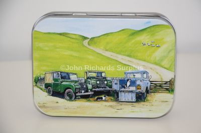 Sue Podbery Collection Tobacco Tin Land Rovers on the Hillside SP33MMT