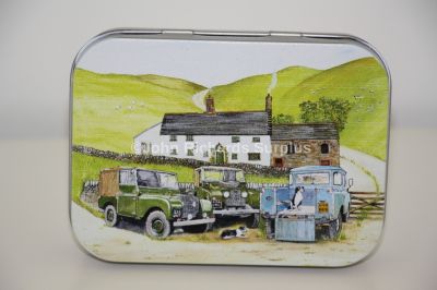 Sue Podbery Collection Tobacco Tin Land Rovers At Hill Farm SP36MMT