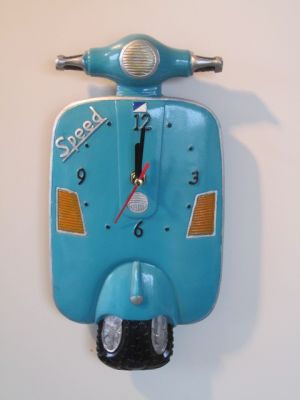 Novelty Scooter Vespa Wall Clock Available in 2 Colours Blue 7507B