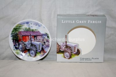 Little Grey Fergie Ceramic Plate and Stand 10cm Ferguson Tractor 69378