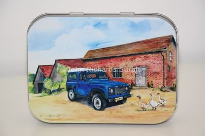 Sue Podbery Collection Tobacco Tin Land Rover Defender 90 Blue SP153MMT