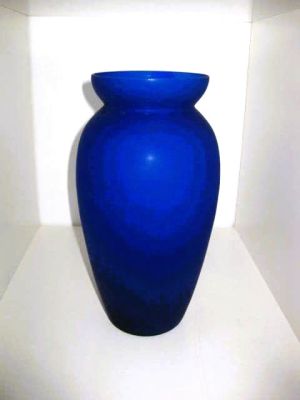 Large Blue Frosted Glass Vase 0137 Clearance