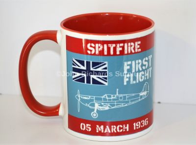 Classic Style China Mug RAF Supermarine Spitfire Aircraft First Flight 