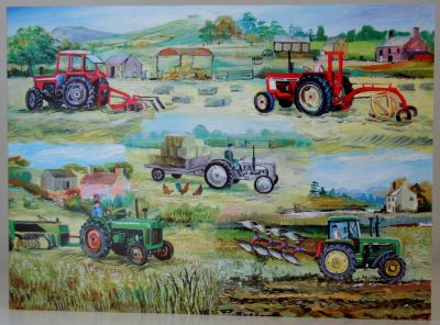 Blank Greeting Card with Envelope for any Occasion Tractors Busy at Work Free P&P 10175