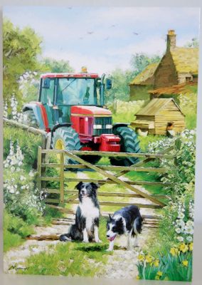 Blank Greeting Card with Envelope for any Occasion Tractor at the Gate Free P&P 10492