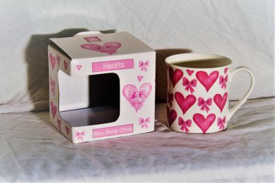 Bone China Pink Hearts Mug Gift Boxed