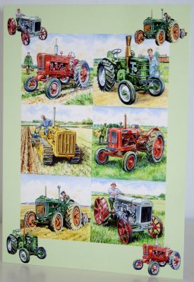 Blank Greeting Card with Envelope for any Occasion Vintage Tractors Free P&P 10475