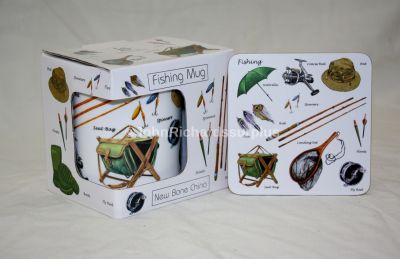 Bone China Fishing Sports Mug Gift Boxed With Coaster