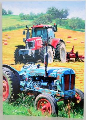 Blank Greeting Card with Envelope for any Occasion Tractors Old and New Free P&P 10297