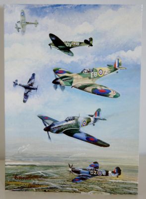 Blank Greeting Card with Envelope for any Occasion WW2 RAF Spitfires and Hurricanes Free P&P 1093