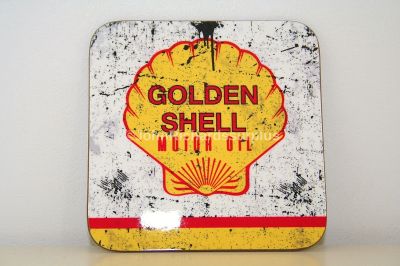 Drinks Coaster Golden Shell Motor Oil