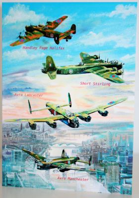 Blank Greeting Card with Envelope for any Occasion WW2 RAF Bombers Free P&P 10281