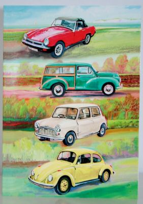 Blank Greeting Card with Envelope for any Occasion Classic Great Cars Free P&P 10395