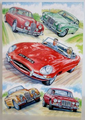 Blank Greeting Card with Envelope for any Occasion Classic Jaguar Cars Free P&P 10476