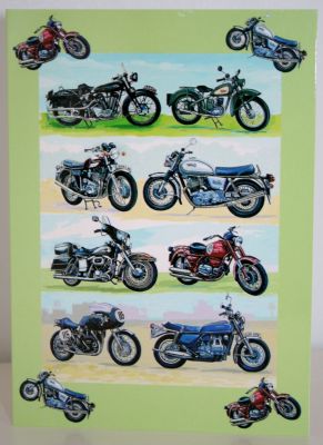 Blank Greeting Card with Envelope for any Occasion Classic Motorbikes Free P&P 3031