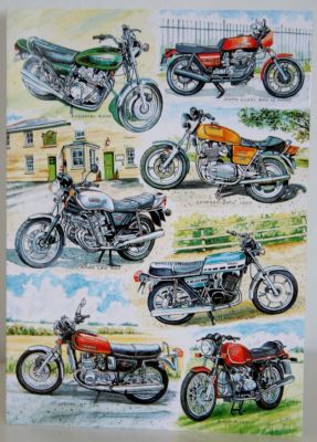 Blank Greeting Card with Envelope for any Occasion Classic Superbikes Free P&P 10191