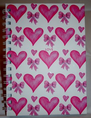 A6 Pink Hearts Hard Back Notebook