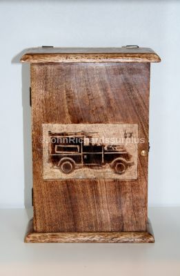 Wooden Key Storage Box with Land Rover Side View Design on Door