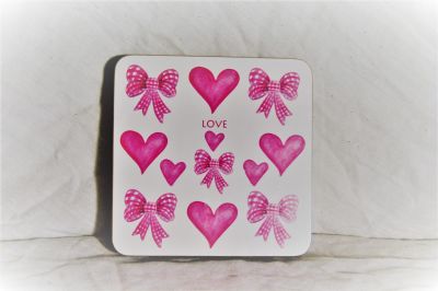 Pink Hearts Drinks Coaster Set of 4
