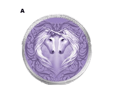Annie Stokes Unicorn Design Round Coin Purse. Available in 3 designs.UNIRP04/05/06