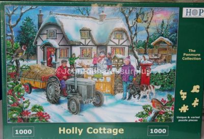 Holly Cottage 1000 Piece Jigsaw Puzzle Ferguson Tractor Christmas Scene