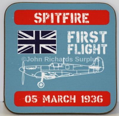Drinks Coaster RAF Supermarine Spitfire Aircraft First Flight 