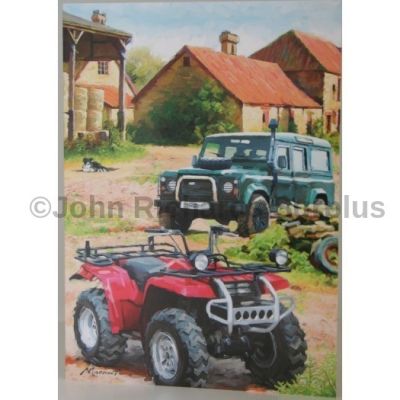 Blank Greeting Card with Envelope for any Occasion Land Rover and Quad Bike Free P&P 10432