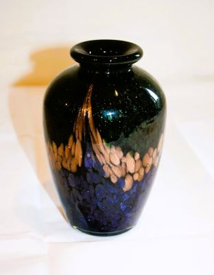 Mardi Gras Green Blue Copper Vase 10970 