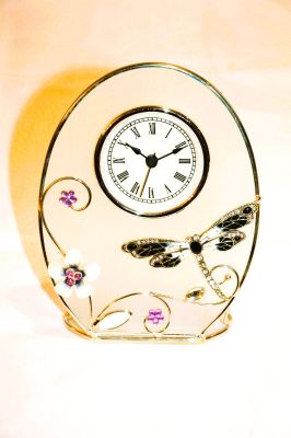 Purple Dragonfly Clock Oval or Heart Design 11417/11418