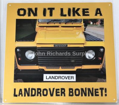 Metal Wall Sign Land Rover Defender On It Like A Bonnet