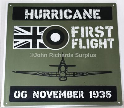 Metal Wall Sign RAF Hawker Hurricane Aircraft First Flight 