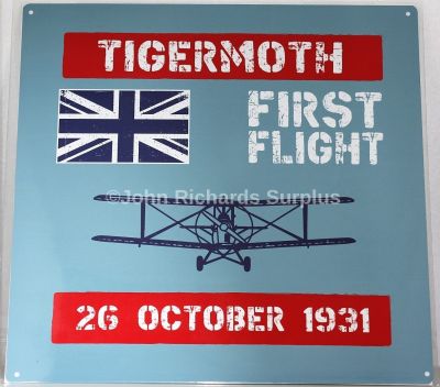 Metal Wall Sign de Havilland Tiger Moth Aircraft First Flight 