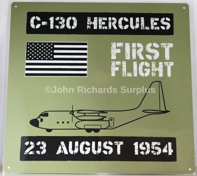 Metal Wall Sign C-130 Hercules Transport Aircraft First Flight 