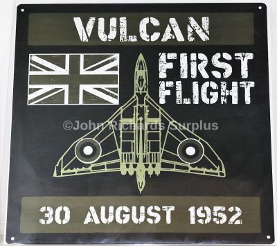 Metal Wall Sign RAF Avro Vulcan Bomber Aircraft First Flight 