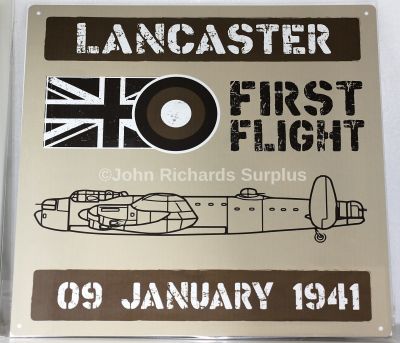 Metal Wall sign Avro Lancaster Bomber Aircraft First Flight 