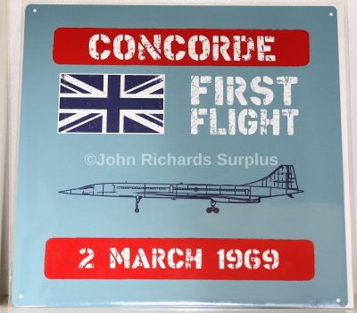 Metal Wall Sign BAC Concorde Passenger Aircraft First Flight 