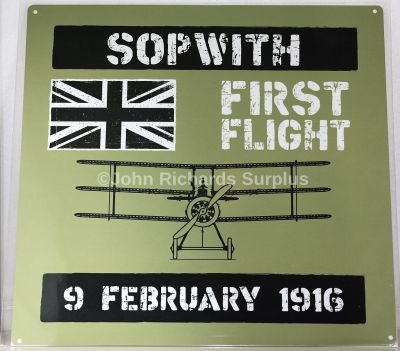 Metal Wall Sign Sopwith Triplane Aircraft First Flight 