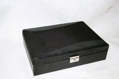 Mens Black Faux Leather & Suede Watch Box 1514