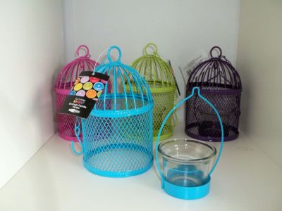 Bright Coloured Birdcage Style Lantern T-Lite Holders Summer Garden Home 18700