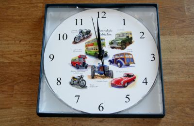 Nostalgic Vehicles battery operated wall clock Gift Boxed
