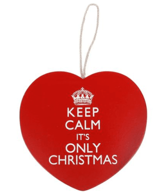 Wooden Red Heart with the quote 'Keep Calm It's Only Christmas' 20889