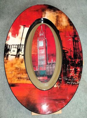 Stunning Big Ben Hand Embellished Wall Mirror Art Typically British D21475/A (COLLECTION ONLY)