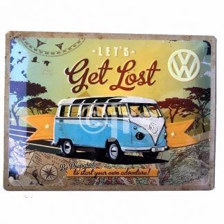 Nostalgic Art Tin Sign Volkswagen Camper Van "Let's Get Lost" 23155