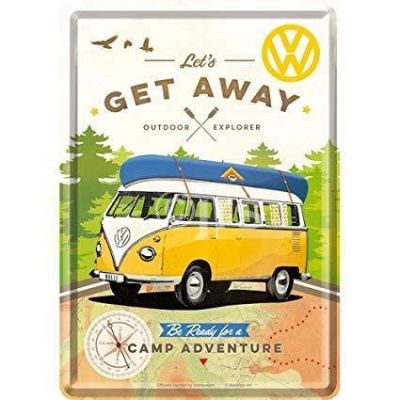 Nostalgic Art Tin Sign Volkswagen Camper Van "Let's Get Away" 23208