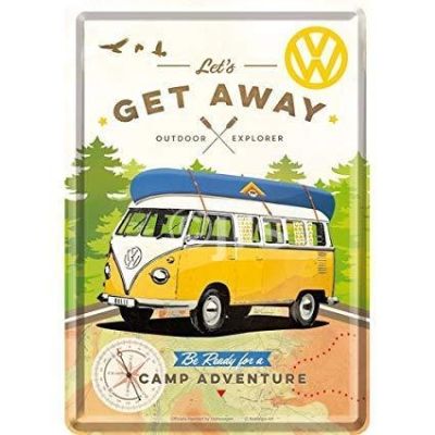 Nostalgic Art Tin Sign Volkswagen Camper Van "Let's Get Away" 23208