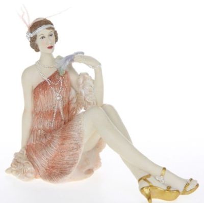 Roaring 1920's Charleston Lady Elegantly Sitting. Peach Colour LP24042